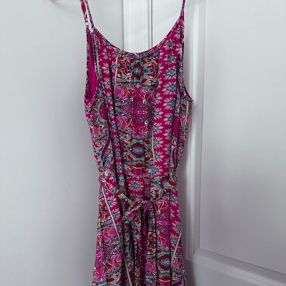Pink Patterned Summer Dress with waist tie in Excellent Condition